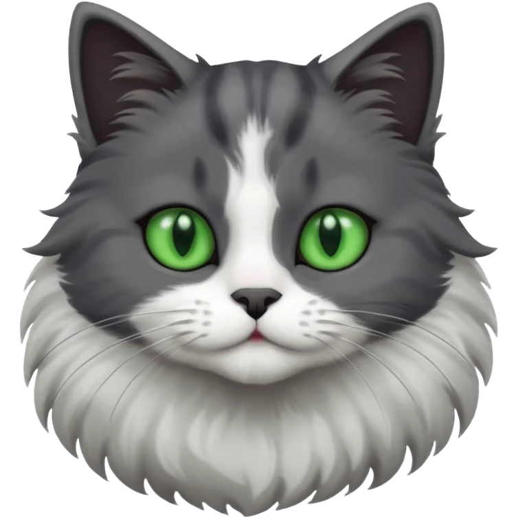 one dark grey and white cat and one completely solid dark grey cat with green eyes and only white paws emoji