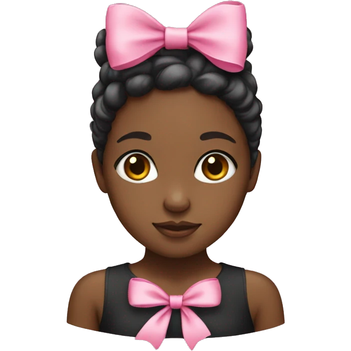 Black girl with pink bow emoji