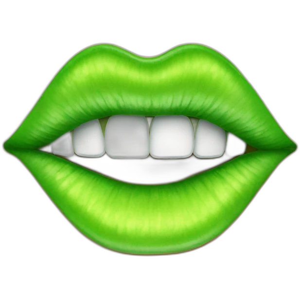 green lips with lime in between teeth emoji