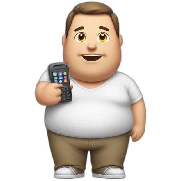 fat guy playing phone emoji