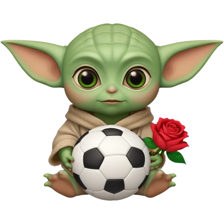 baby yoda holding soccer ball with roses emoji