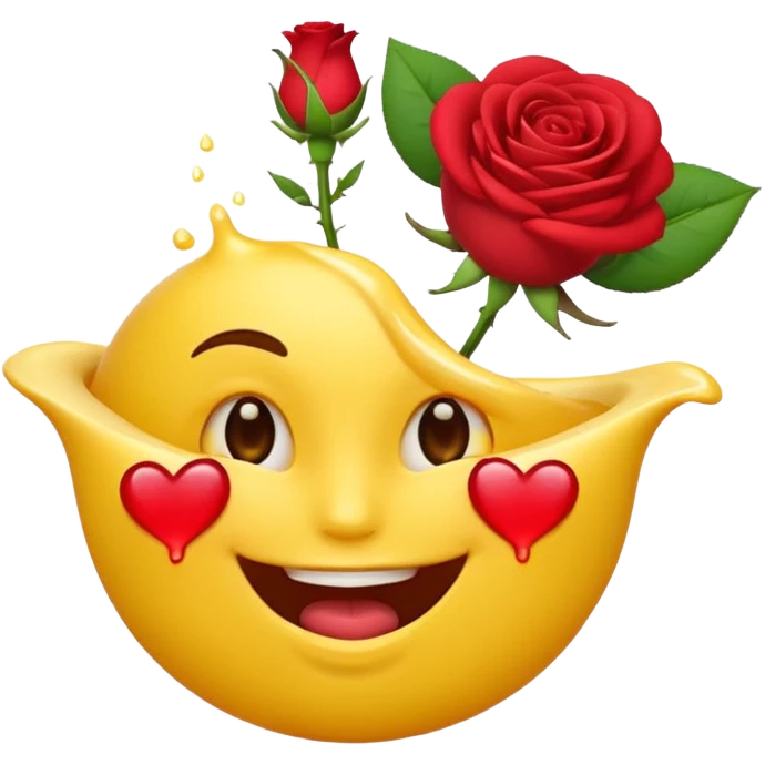 Un emoji jaune normale qui fait un clin d’œil avec une rose dans la bouche emoji