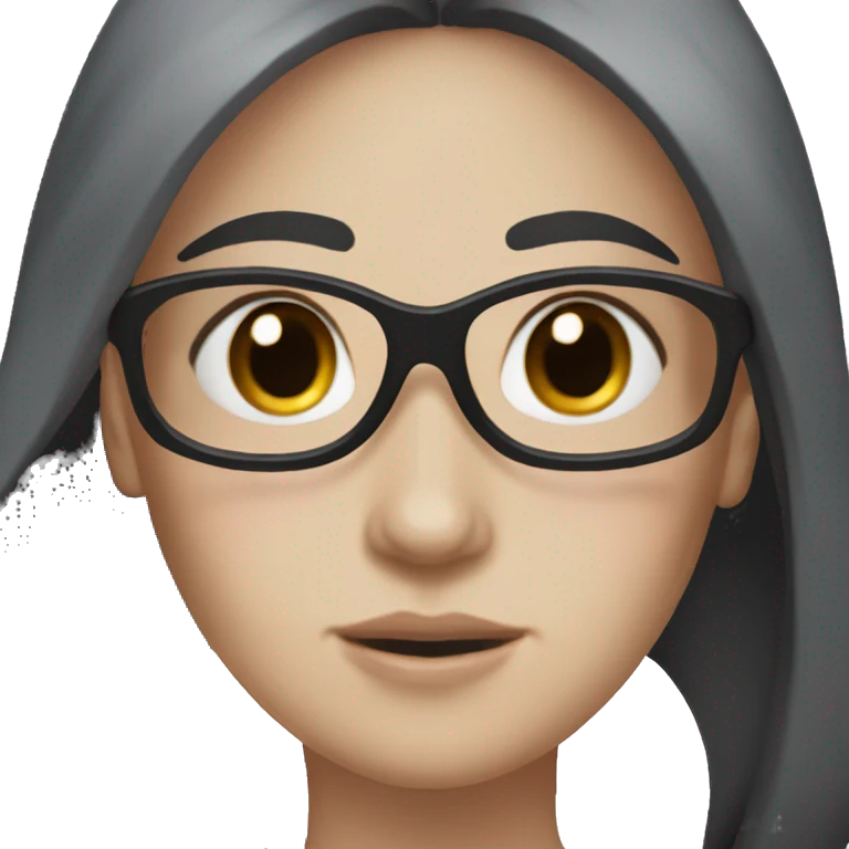 a pale girl with long black hair, black eyes with freckles wearing a black vest, face mask emoji