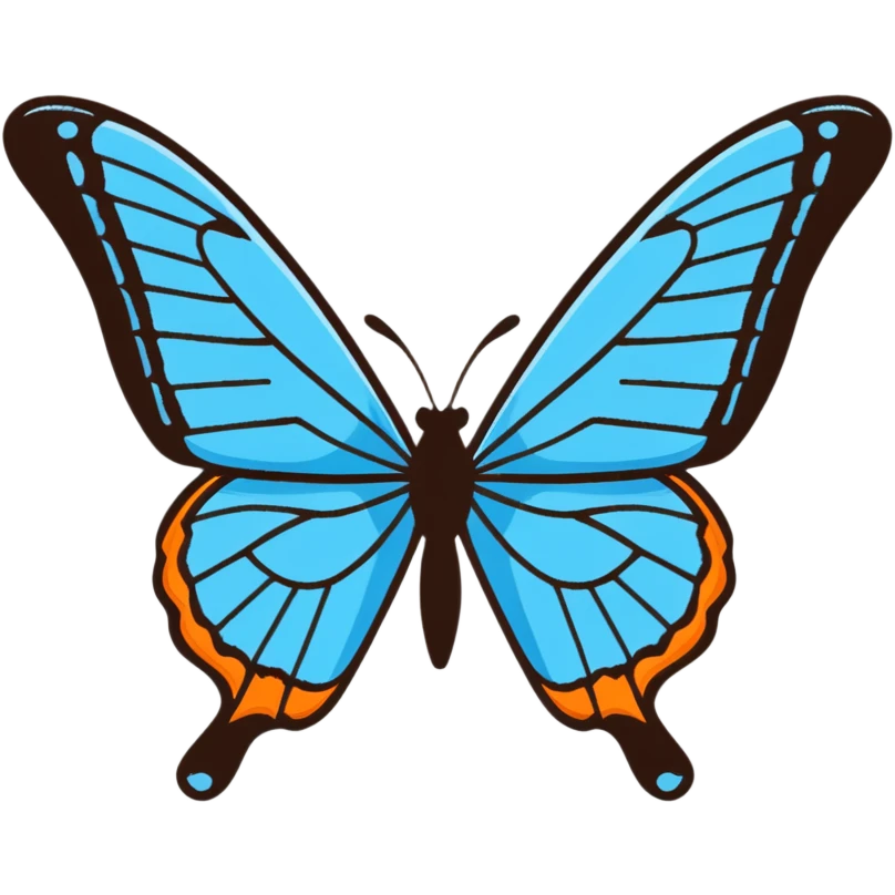 Vibrant blue butterfly sticker with delicate wing details emoji