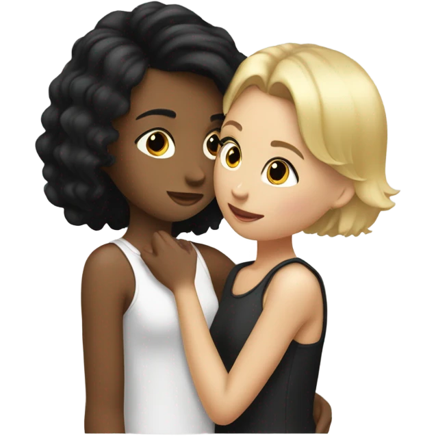 girl with short blond hair kissing girl with black hair  emoji