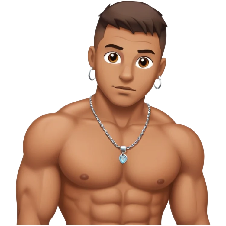 man with visible nipple rings, muscular shirtless guy with nipple piercings emoji