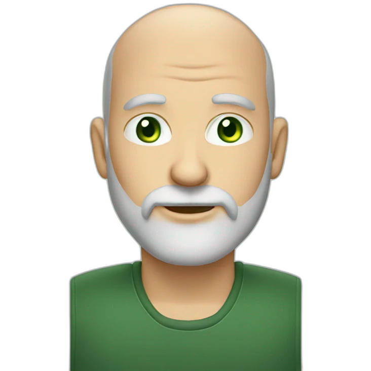 Bald man with a gray beard and green eyes emoji