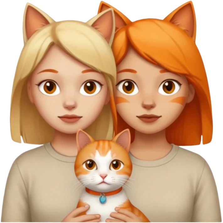 Two dirty girls with white and orange cat emoji