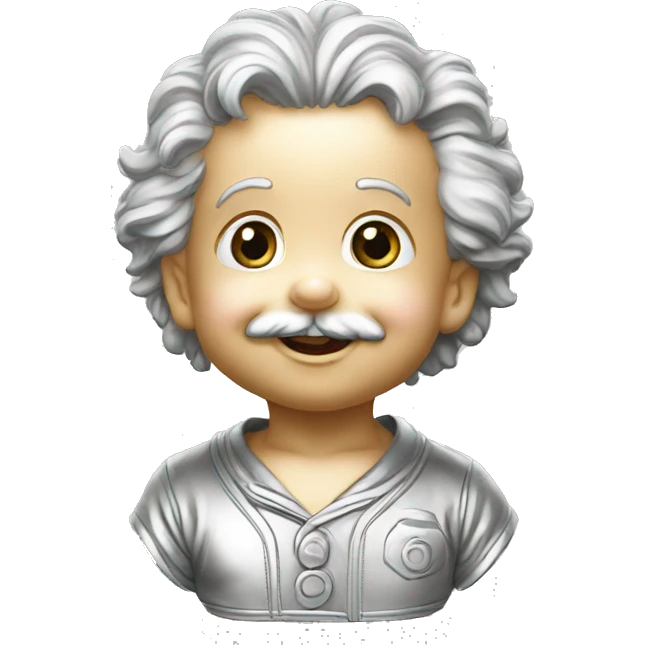 albert einstein happy baby face silver medal emoji