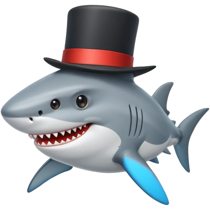 Shark with a top hat emoji