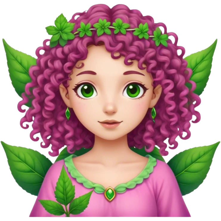 pink, green indigo irish weed fairy curly brown hair emoji
