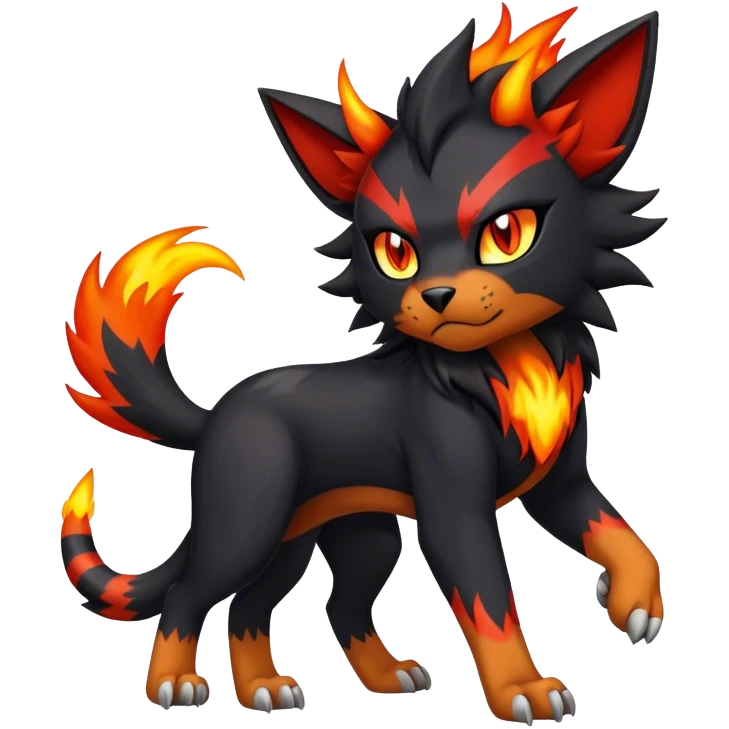 Cool edgy Torracat-Houndour-Litten-Digimon, full body emoji
