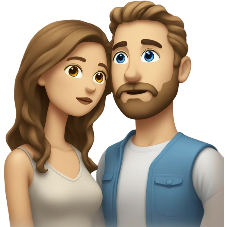 White bearded man with blue eyes kissing tan woman with brown hair emoji