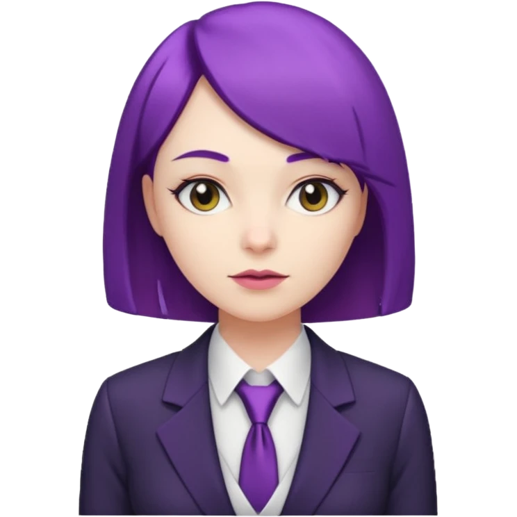 Office Lady with Purple Bob, black suit emoji