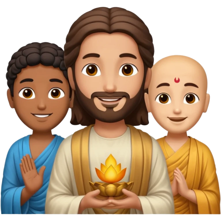 create an emoji of Jesus Budha and Krishna together emoji