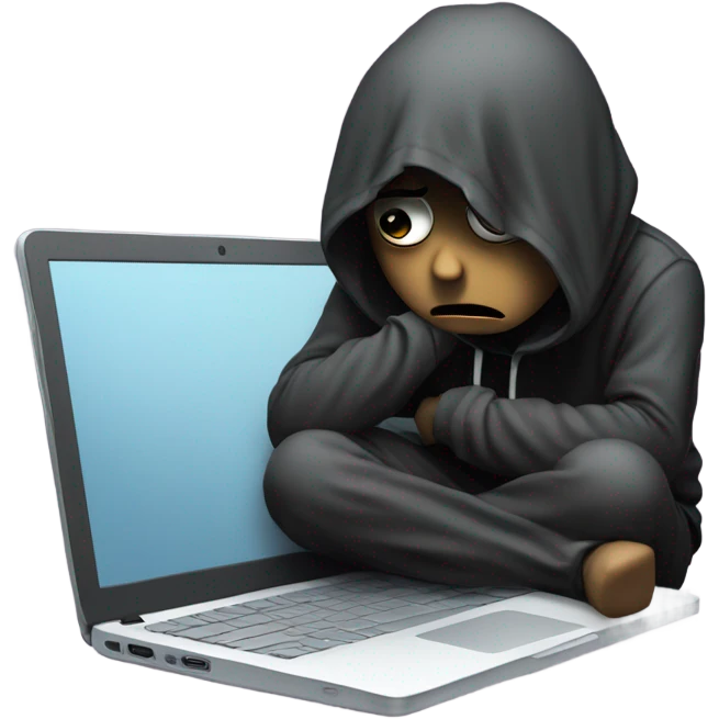 Emo that’s sad crying with a dead laptop  emoji