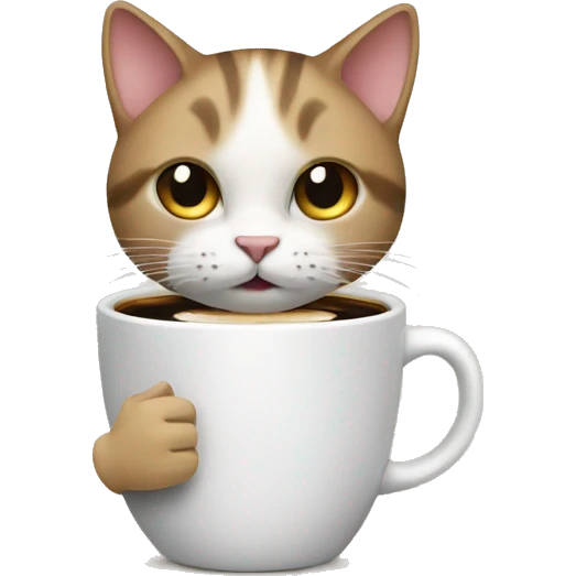 Cat with coffee emoji
