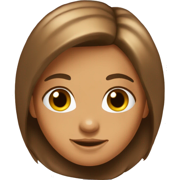 a tanned girl with brown poofylong hair with   emoji
