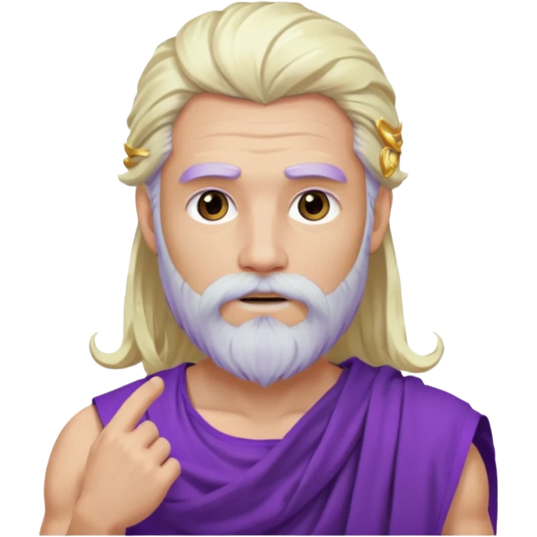 Jupiter from The Olympians with long platinum blonde hair and beard, purple toga emoji