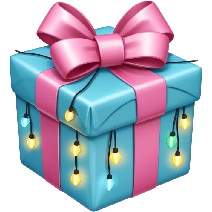 white and pink christmas present with Christmas lights emoji