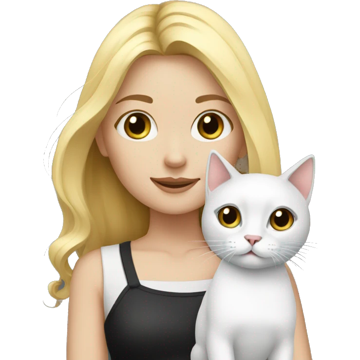 Blonde girl with black and white cat emoji