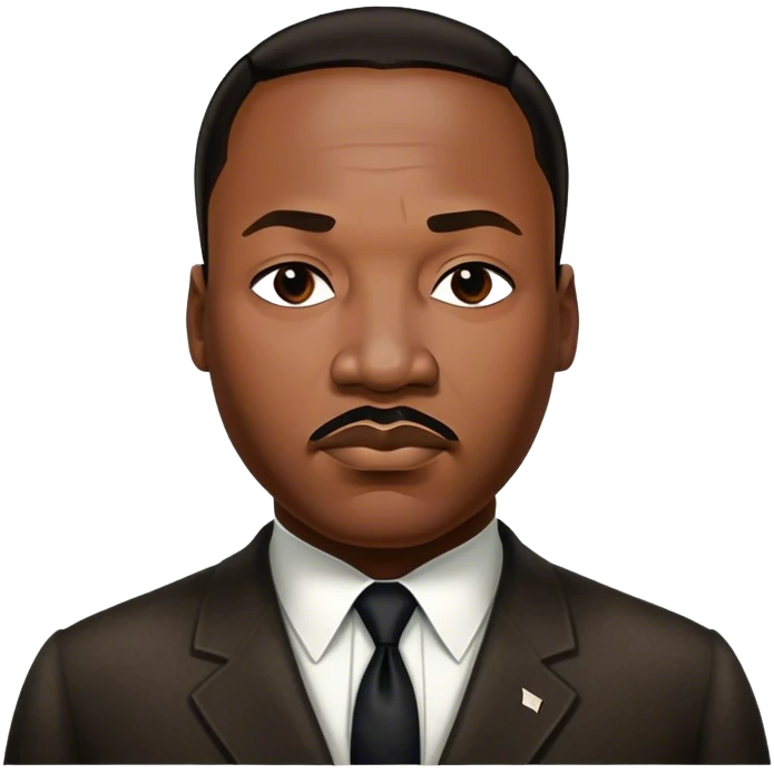 Cinematic Realistic Martin Luther King Jr. Portrait Emoji, depicted as a compassionate determined civil rights leader in period attire with a powerful gaze, rendered with rich textures and inspiring dynamic lighting that captures his historic legacy. emoji