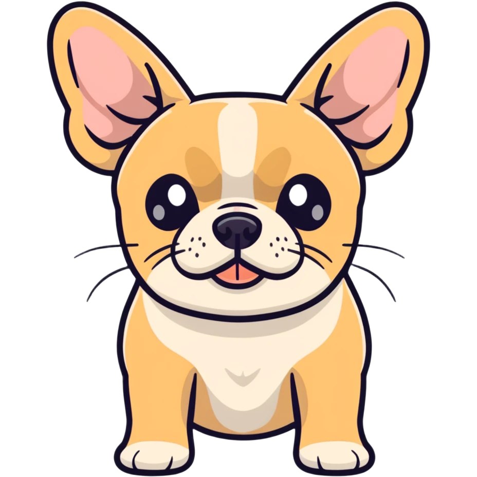 cute tan french bulldog head with characteristic facial features emoji