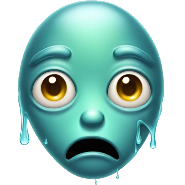 IOS alien emoji with tears running down face emoji