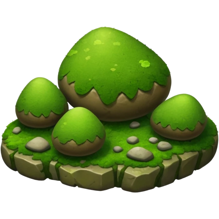 A patch of bright moss covering smooth forest stones. emoji
