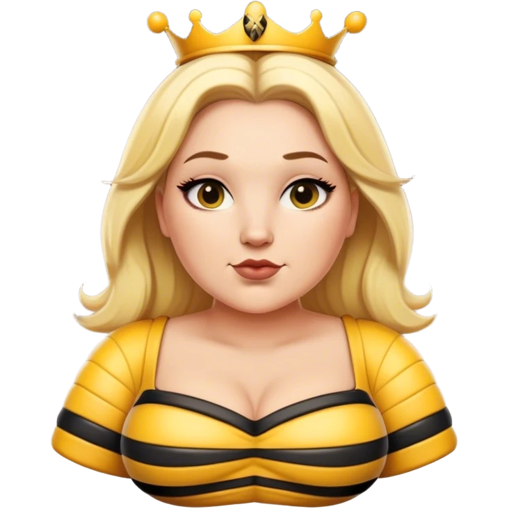 full body Plus size blonde lesbian queen bee with mole on left chin emoji