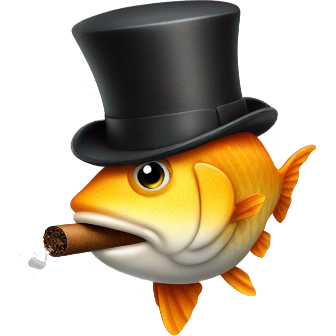 Fish wearing a top hat smoking a cigar  emoji