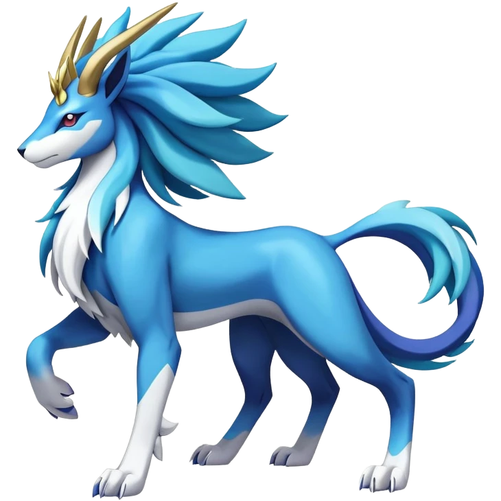 Shiny Colorful Vibrant Cobalion-Suicune-fakemon (full body) emoji