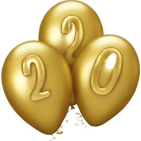 Gold balloons 2 and 0 emoji