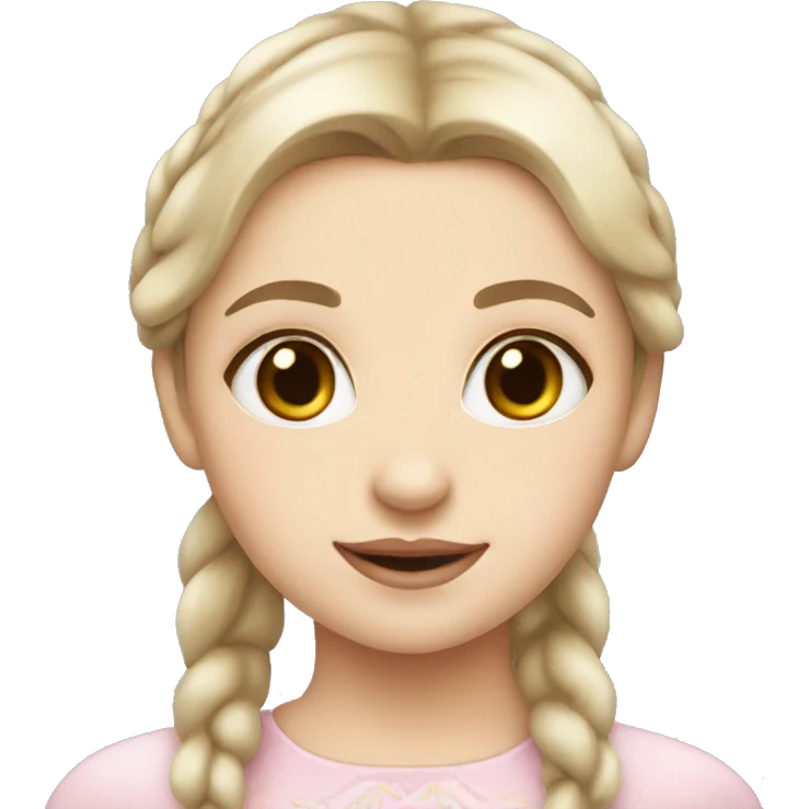 slavic girl with little smile, white skin and light PINK lips emoji