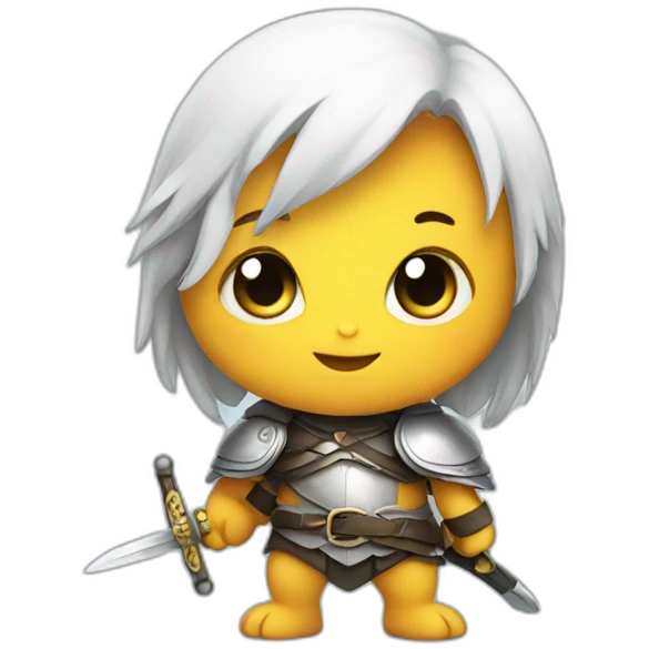 Cute chick with sword emoji