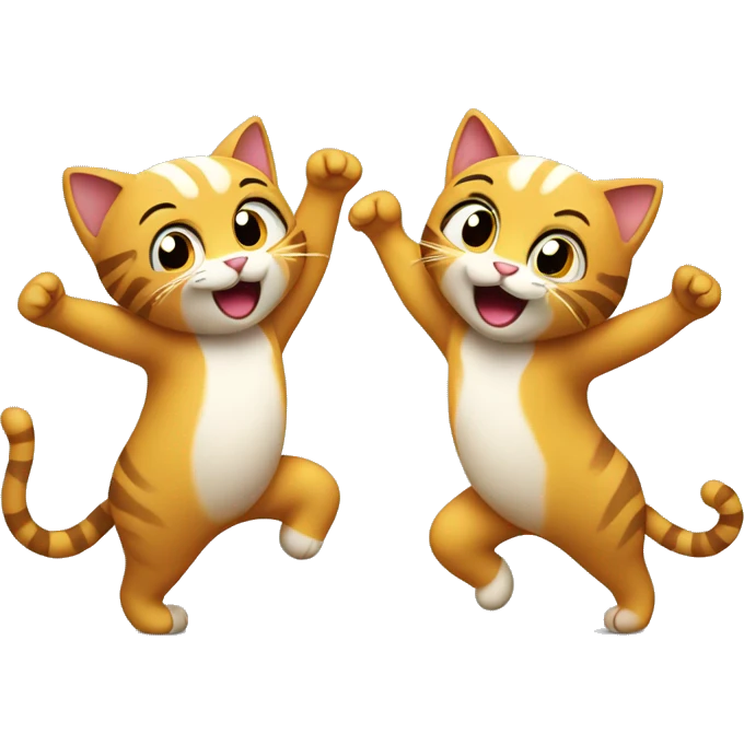 2 happy cats dancing emoji