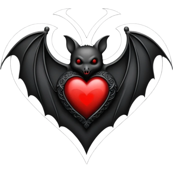 realistic gothic heart with a bat motif emoji
