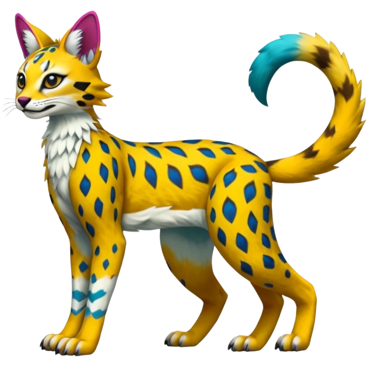 Colorful Bobcat-Vernid-Sergal-Serval-Genet-Pokémon-Digimon-Fakémon-fusion-hybrid-creature emoji