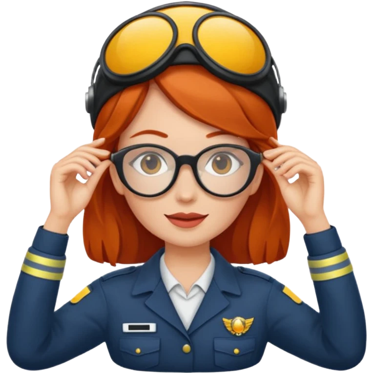 pilote femme rousse avec lunette de soleil emoji