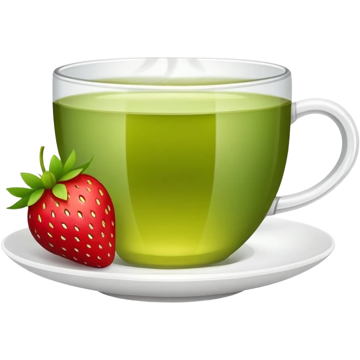 cup of green tea with a strawberry garnish emoji