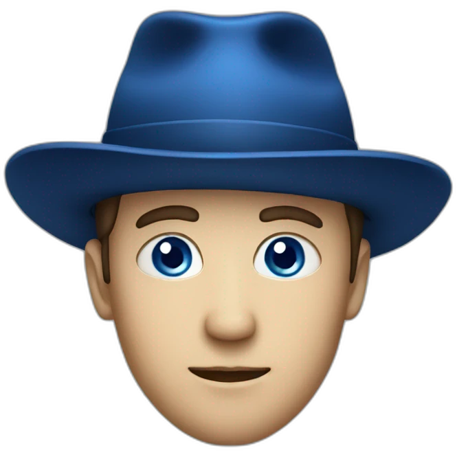 man face with dark blue eyes with hat emoji
