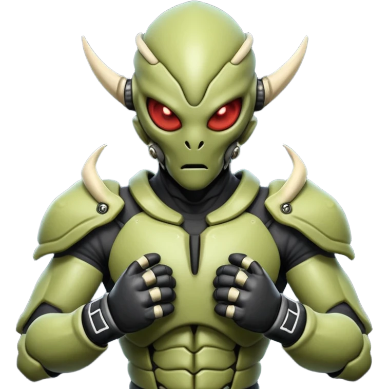 insectoid alien MMA fighter portrait, head and shoulders only, armored exoskeleton skin, sharp eyes, combat gloves, aggressive stance, 3D cartoon, mobile game icon style, clean background, no text, no watermark
 emoji