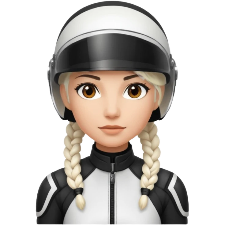 woman with white braided hair in black racer helmet emoji