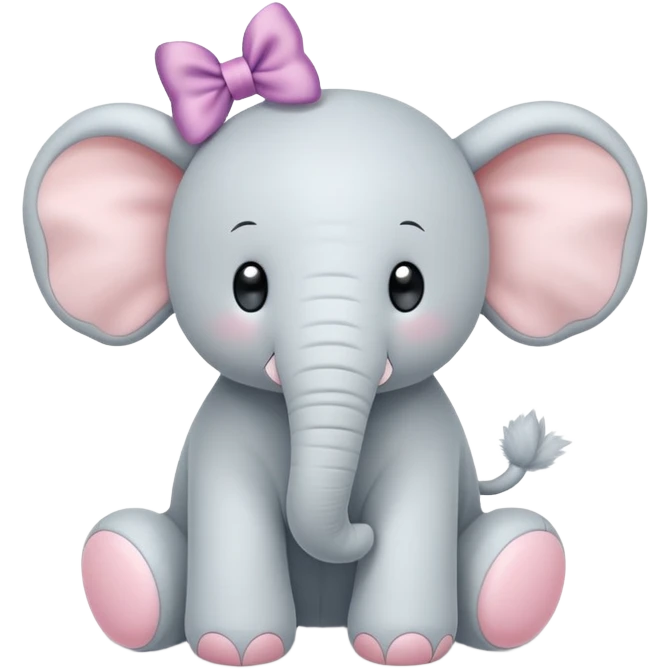 jellycat plush white Elephant with a bow on its head emoji