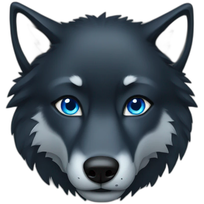 black wolf with blue eyes emoji