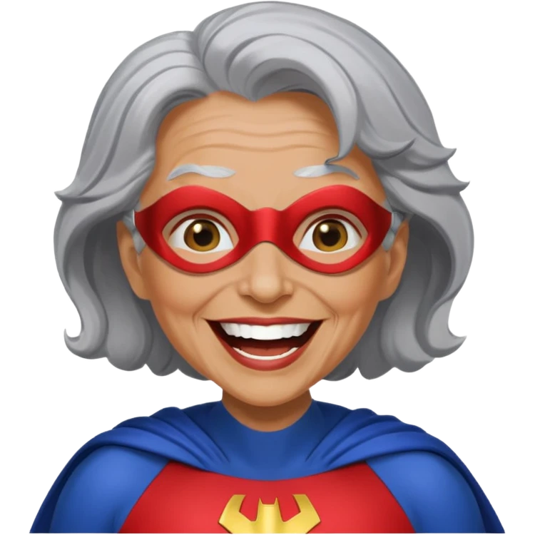 Laughing crazily elderly superwoman emoji