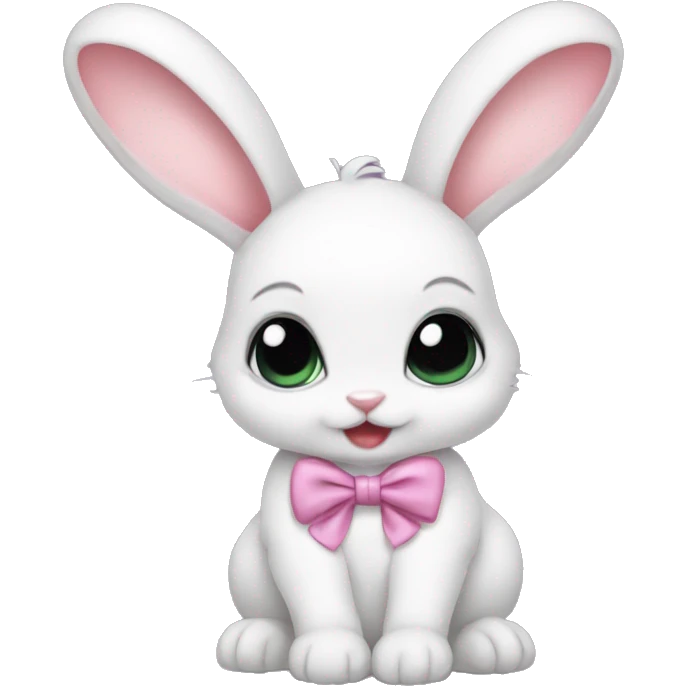 Baby bunny with coquette bow on ear emoji