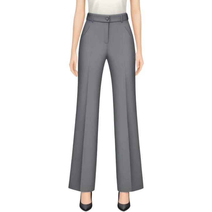gray wide leg tailored women's dress pants, high waisted, formal trousers, only the garment, no model, flat lay on white background emoji