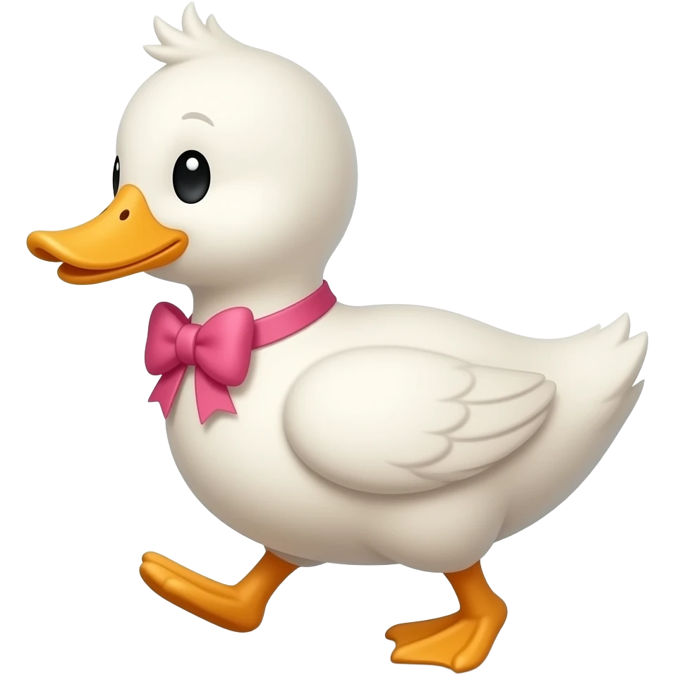 duck wearing pink bow walking emoji