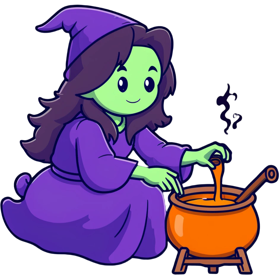 witch brewing potion in cauldron emoji